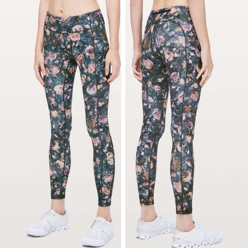 Lululemon Speed Up Tight 28" Frosted Rose Multi Leggings Floral Vintage Roses